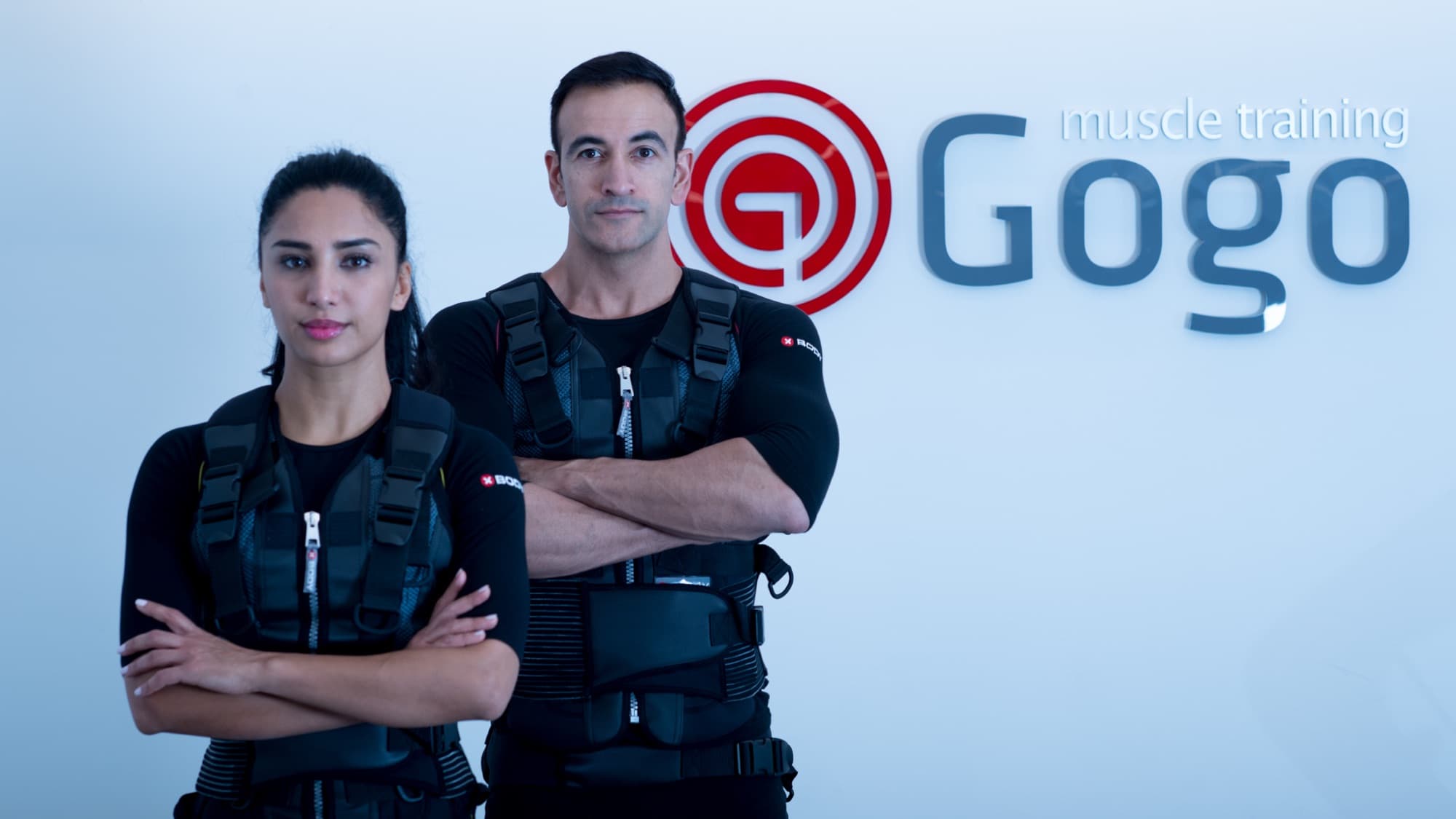 A client in an XBody EMS suit during a strength session at GoGo Muscle Training, Thornhill